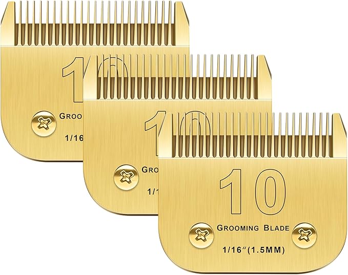 10 Blades Compatible With Andis/Oster A5/Wahl KM-10 Series Dog Clippers - Detachable Replacement Grooming Blades (Gold 10#/3PCS)