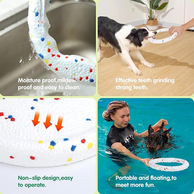 Nobleza Indestructible Fly Disc Ball Toy Set for Dog Pet, 2025 New Poncorn E-TPU Durable Puppy Fetch Outdoor Interactive Toy for Large Medium Small Aggressive Chewers, 4 PCS