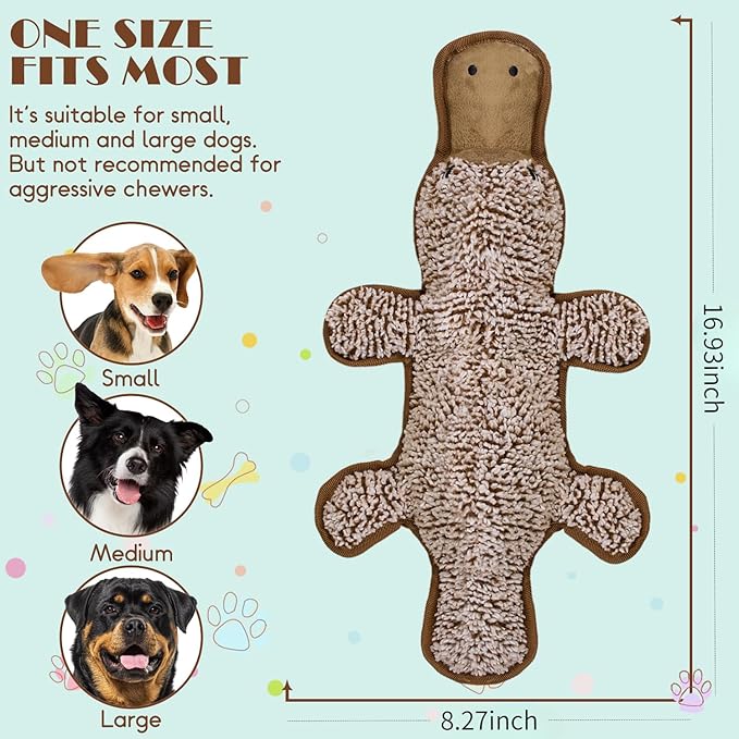 No Stuffing Dog Squeak Toys- Chew Toys for Small Medium Large Breed- Durable Puppy Teething Interactive to Keep Them Busy- Best Birthday Gift(Platypus)