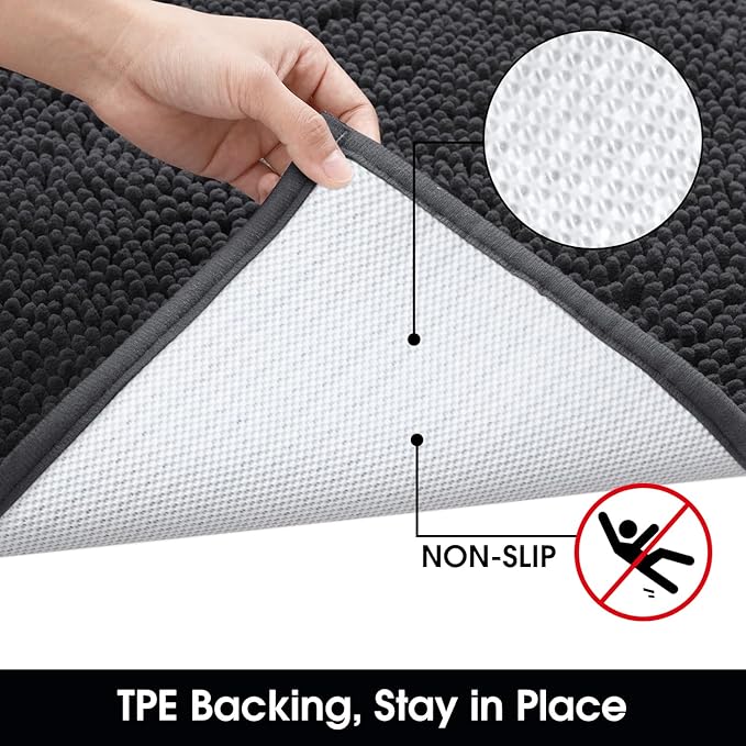 HOMEIDEAS Doormat Indoor Entrance, 36"x24", Highly Absorbent Chenille Muddy Dog Washable Non Slip Front Welcome Door Floor Mat for Entryway, Dark Gray