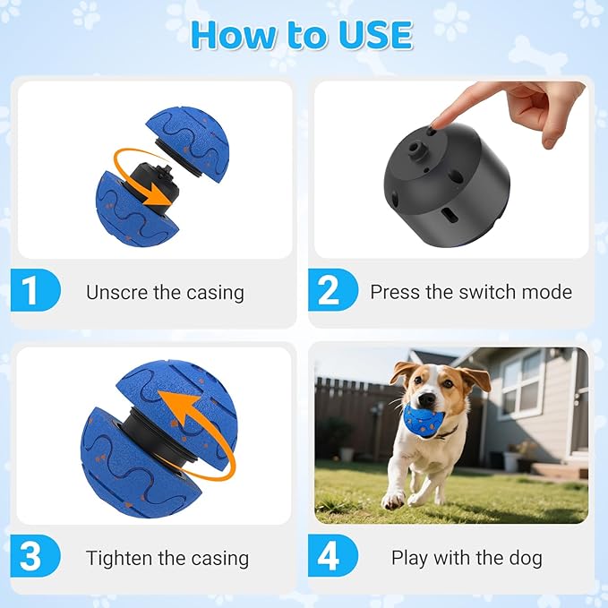 Self-Moving Dog Ball Interactive Dog Toy with Automatic Rolling, Bouncing & Vibration to Keep Dogs Entertained Chew-Proof & Waterproof for Small/Medium Breeds, O15-Blue