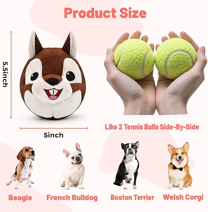 Interactive Dog Toys - Auto Bounce, Move & Vibrate with Sound, Talking Squirrel Puppy Toy for Small Medium Large Dogs, Rechargeable Durable Toy for Anxiety Relief, Boredom & Indoor Play