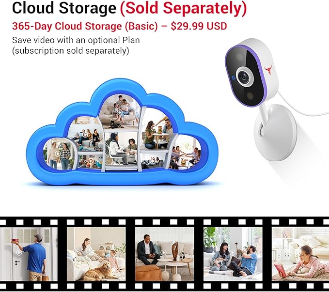 Indoor Surveillance Home Security Camera, 2-Way Audio, Night Vision, Smart AI Human Detection, App Control, Cloud Storage (Sold Separately), Dual-Band 2.4G/ 5G Wi-Fi