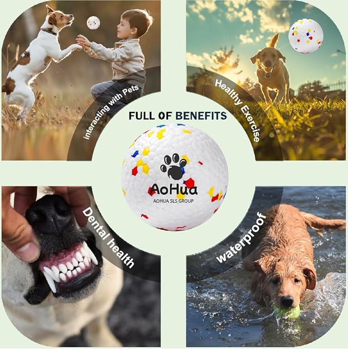 Indestructible Dog Balls for Aggressive Chewers: Interactive Pet Toys, Solid-Colored, Durable, Bouncy, and Water Toy Fetch Balls, Herding and Jolly Ball for Dogs