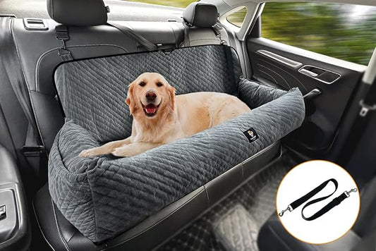 Sephyroth Dog Car Seat for Large Dogs Under 100LBS,Dog Car Bed Washable Pet Travel Safety Car Seat,Super Soft Safe Removable Pet Booster Seat,Fits for All Cars Back Seat-Gray