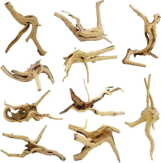 10 Pcs Natural Small Spiderwood for Aquarium, Aquarium Driftwood Freshwater 4-6 Inch, Assorted Size Spider Wood, Twisted Branches for Fishtank Accessories, Reptile Terrariums Decorations