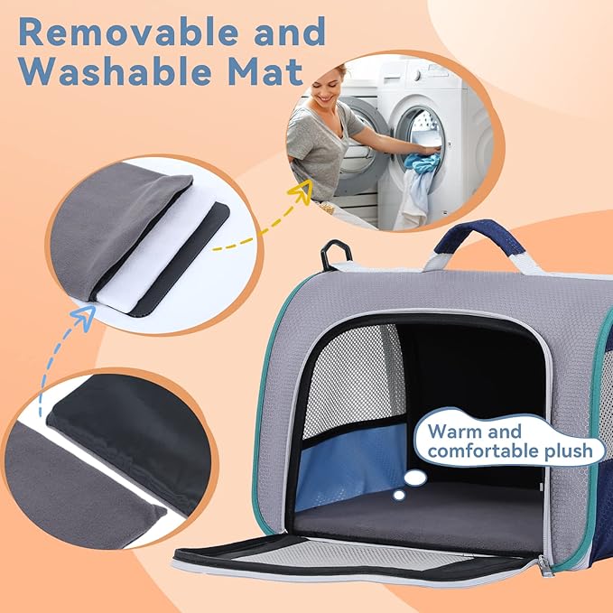 A4Pet Airline Approved Pet Carrier, Suitable for Cats, Puppies for Under 18 lbs, Soft Sided Puppy Carrier, Easy On The Go, Easy to Stow, 17.0 x 11 x 11,Grey & Green