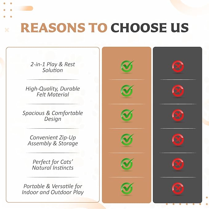 MeowMansion - Indoor Cat Tunnel Bed - Scratch Resistant Peekaboo Cave Donut Shape - Multifunctional Playground, Caves, Toys (Grey)