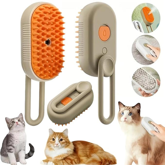 Pet hair removal brush,4-in-1 Cat Steam Brush for Hair Removal,Anti-static pet steam brush,Rechargeable Massage Comb with Spray Function for Dogs and Cats,Clean, Shedding & Grooming All in One