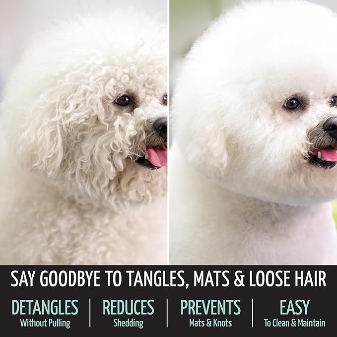 Tauro Pro Line Plastic Long & Short Hair Slicker Dog Brush for Deshedding & Detangling - Mint Slicker Brush for Dog & Cat Grooming - Rectangular, Flexible Cushion & Non-Slip Grip