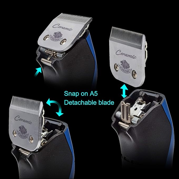 Detachable Ceramic Blade - Size 10 Blade 1/16", Made of High-Tech Ceramic Materials, Compatible with Most Andis, Oster, Wahl A5 Clippers