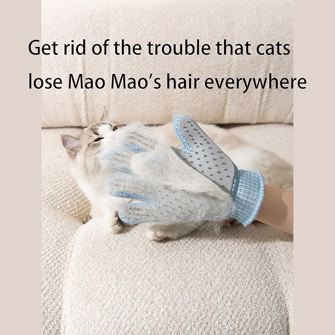 Zoocozy 2 in 1 Pet Hair Removal Glove for Cat Dog, Indoor Cat Grooming Gloves, Pet Washing Brush for Shedding Massage - Double-Sided Available(Brown)