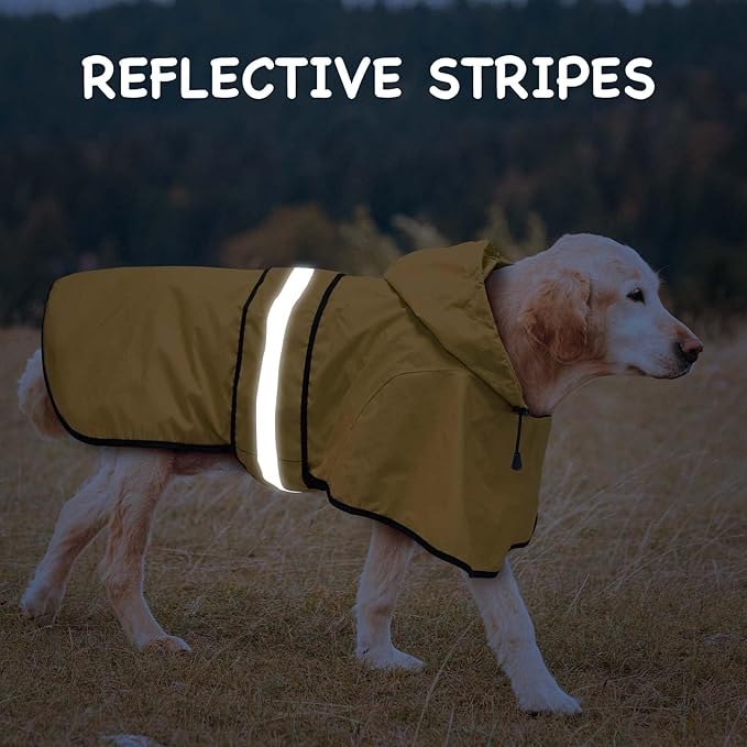 Hooded Dog Raincoat - Reflective Dog Rain Jacket Lightweight Puppy Raincoats Waterproof Rain Coat for Dogs (Small, Yellow)