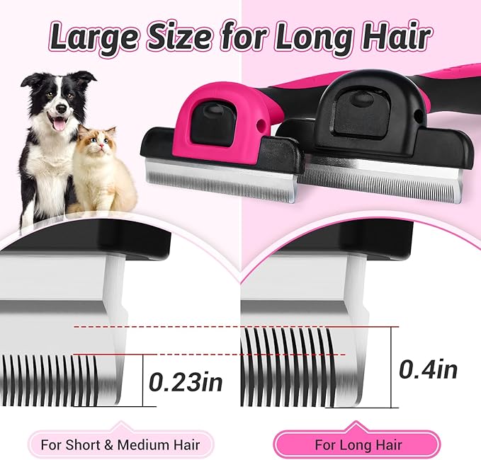 MIU COLOR Long Hair Pet Grooming Brush, Deshedding Tool for Medium and Large Dogs & Cats, Effectively Reduces Shedding by up to 95% for Pet Hair, Pink