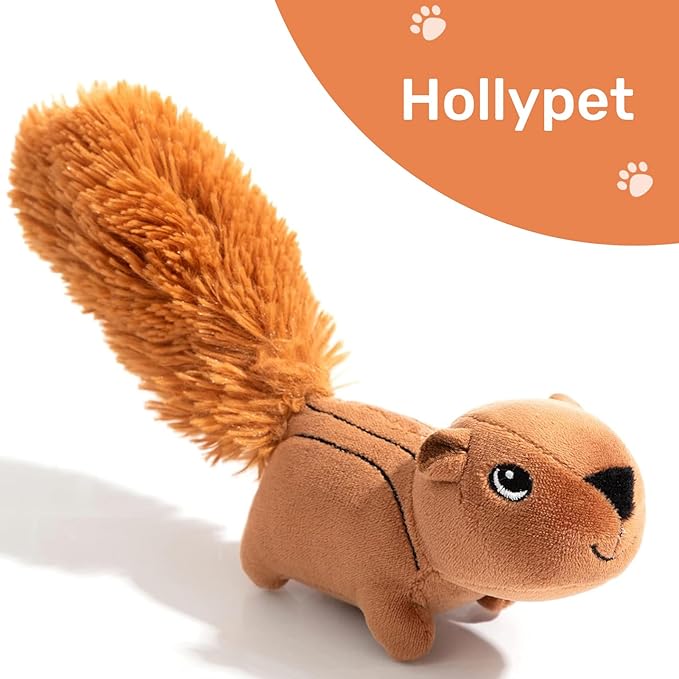 Hollypet Hide and Seek Squeaky Dog Toy, Designed Interactive Puzzle Plush Stuffed Puppy Toy, Squirrel