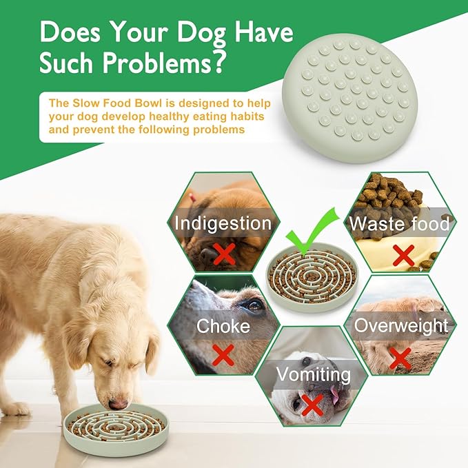 Slow Feeder Dog Bowls Silicone Maze Food Suction Bowl Feeders Pet Puzzle Lick Mat to Slow Down Eating for Medium Small Breed Size Dogs