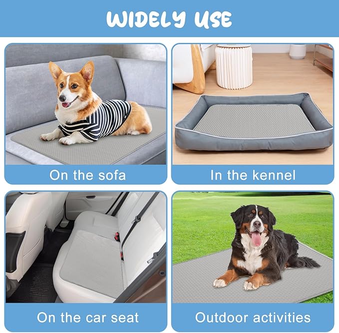 Summer Dog Cooling Mat Washable Ice Silk Self Cool Pad for Large Dogs and Cats, 59x40in Pet Sleeping Pad for Crate, Bed, Indoor & Outdoor Floor, Car Seats