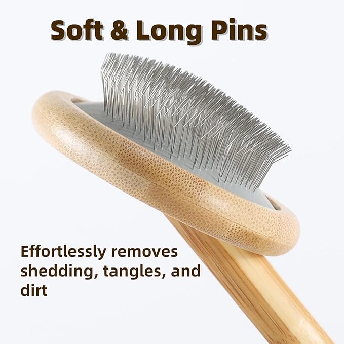 Dog Slicker Brush for Shedding Medium or Long Haired Pets Grooming Brush for Large Dogs to Remove Loose Hair Tangles and Knots L