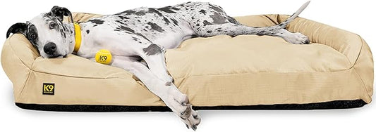 K9 Ballistics Tough Bolster Nesting Pillow XX-Large Sofa Dog Bed with Removable Washable Cover - Durable, Water Resistant with Nonskid Bottom 68"x40", Sandstone