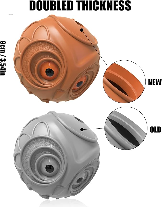 Giggle Ball for Dogs Owl Toys for Aggressive Chewers Dog Ball Toy for Puppy Medium Large Dogs Fun Gift for Dog Natural Rubber Cute Hoot Brown