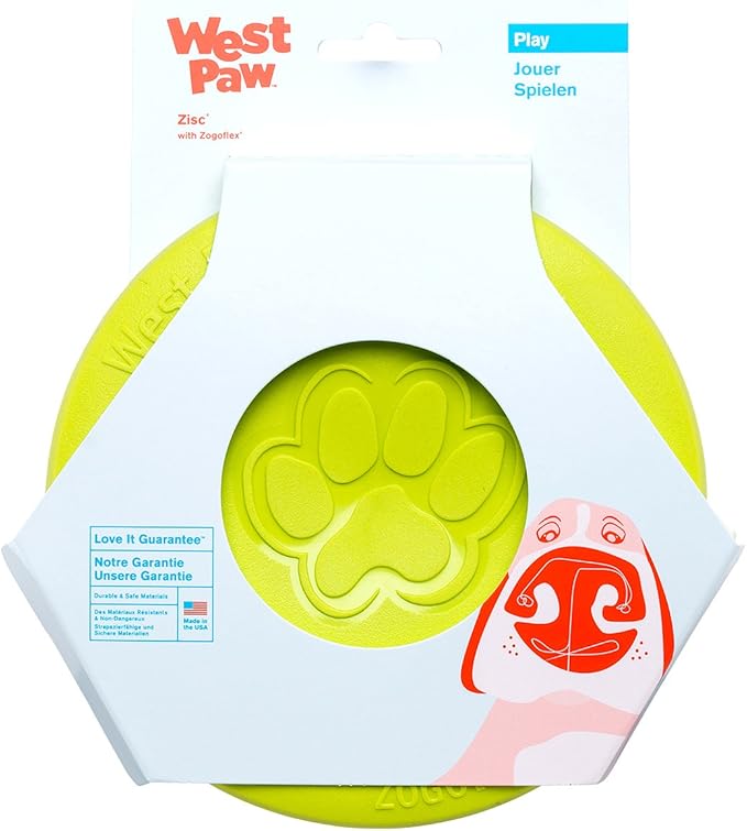 WEST PAW Zogoflex Zisc Dog Flying Disc, High Flying Aerodynamic Disc for Dogs Puppy – Lightweight, Floatable Disc for Fetch, Tug of War, Catch, Play – Doubles as Food/Water Bowl, Small, Granny Smith