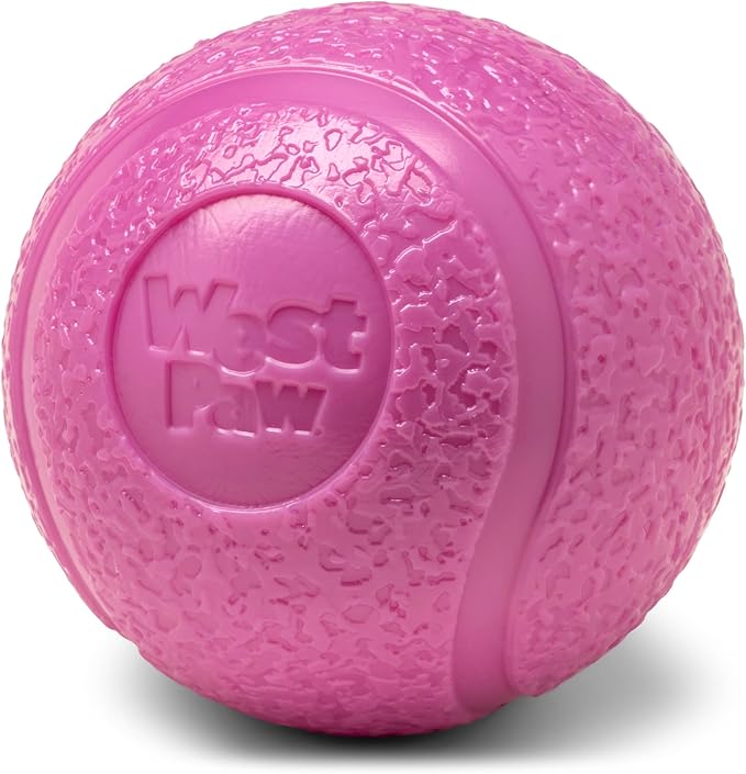 WEST PAW Boundr Ball Dog Fetch Toy – Bouncing Toys for Dogs, Fetch, Catch, Chewing, Play – Floatable, Recyclable Balls – Small Dandelion Yellow/Hot Pink 2-Pack