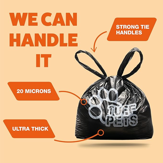 Heavy Duty Dog Poop Bag With Handles - 16 Rolls of Pet Waste Bags - Fits in any Dogs Poo Bag Dispenser or Holder - Thick Dog Poop Bags