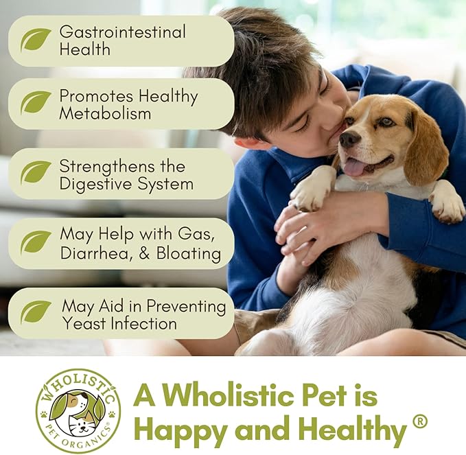 Wholistic Pet Organics WholeBiotics - Daily Dog Probiotics for Digestive Health Support & Immune Boost - 9 Strains - Prebiotics & Probiotics for Dogs & Cats - Gut Health for Dogs - 3 Oz - 85 Scoops