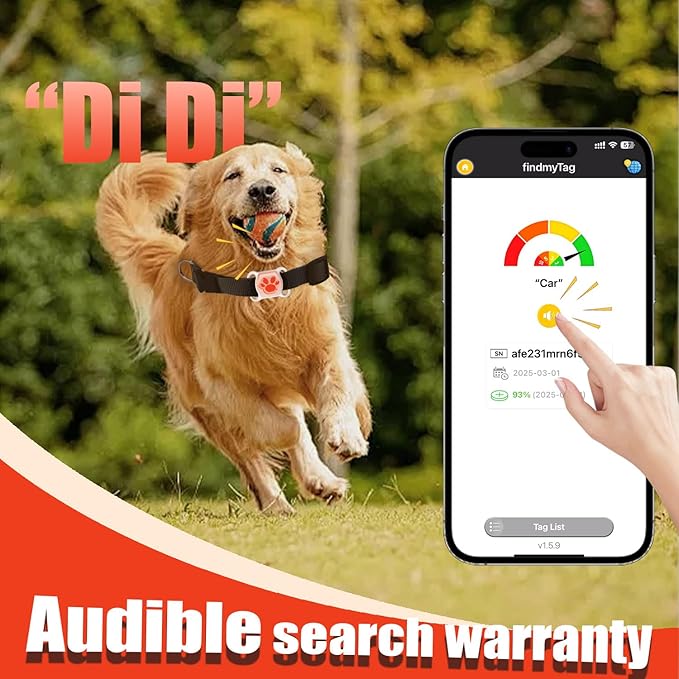 GPS Tracker for Dogs & Cats - No Monthly Fee, Waterproof Real-Time Tracking Collar for Pets,Kids,Luggage & Assets | 365-Day Battery Life | iOS & Android Compatible | Anti-Lost Device