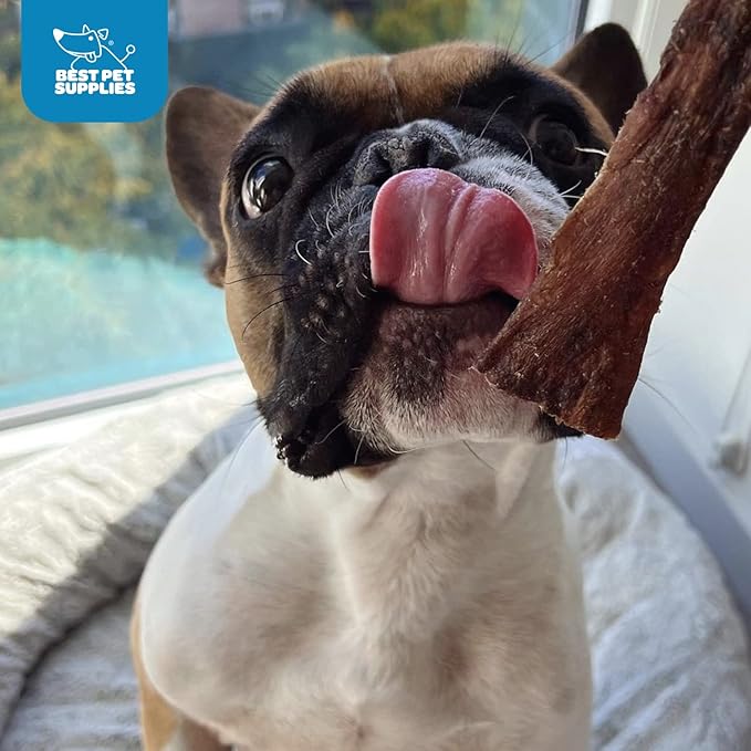 GigaBite 6 Inch Beef Gullet Jerky Strips (25 Pack) - All Natural, Free Range Beef Esophagus Taffy Dog Treat by Best Pet Supplies