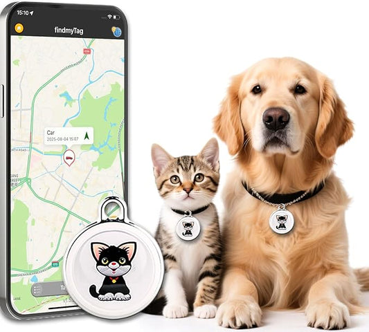 GPS Tracker for Dogs Cats Smart Pet GPS Tracker Mini Real-Time Pet Locator Waterproof Lightweight Locator with 1-Year Battery Track History| Android and iOS Universal | No Subscription