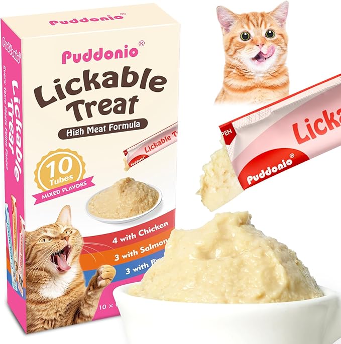 High-Meat Lickable Cat Treats, Grain & Gum Free, No Additives, All-Natural High Protein Puree, 0.5oz Tubes (Pack of 10)