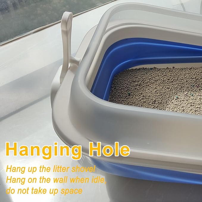 Open Cat Litter Box with High Side, Anti-Splashing Kitty Litter Pan Collapsible Travel Litter Potty Pan Scoop Leak-Proof Pedal Cat Toilet No Smell Easy Clean (M Gray High Side)