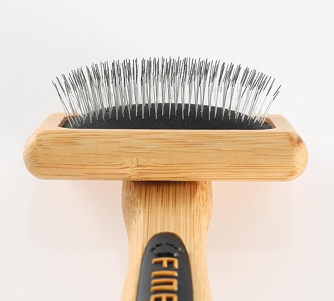 Dog Slicker Brush for Shedding Medium Long Haired Pets Wooden Grooming Brush for Small Dogs to Remove Loose Hair Tangles and Knots S