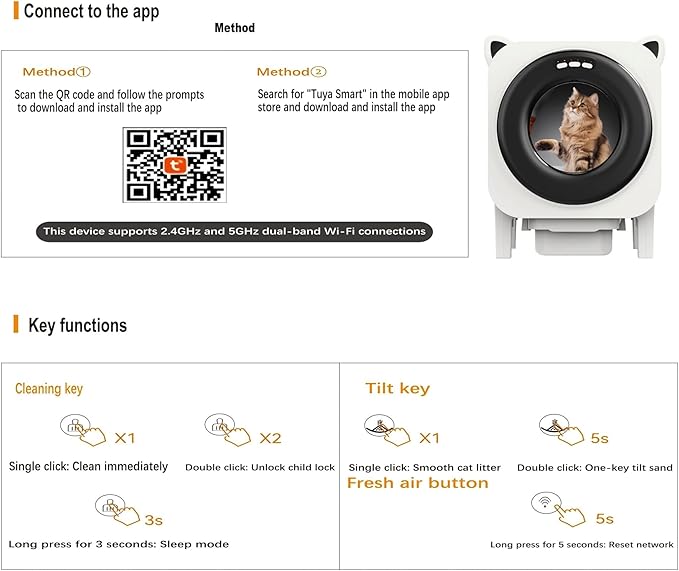 BZW Self Cleaning Litter Box Automatic - Extra Large Self-Cleaning for Multiple Cats - APP-Controlled with Smart Sensors - Odor-Free - Safety Protection - Low Noise, 1 Roll Garbage Bags, Silver