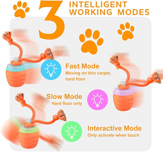 Interactive Dog Toys - [2025 Newly Upgraded] Motion Activated Ball for Small/Medium/Large Dogs, Automatic Moving Dog Toy Wicked Ball for Boredom & Training, Music, USB Rechargeable (Orange)