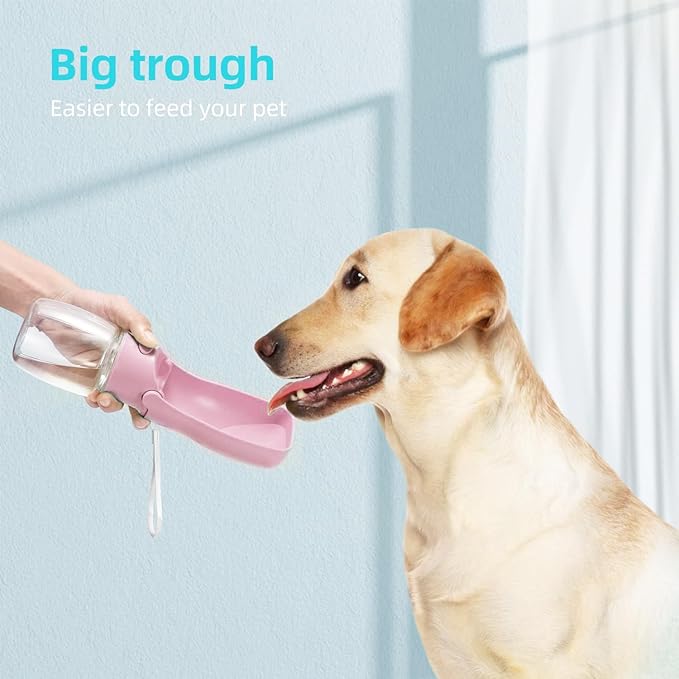 Portable Dog Water Bottle for Walking 19 OZ or 12 OZ Portable Pet Water Bottles for Puppy Small Medium Large Dogs Water Dispenser Pet Water Bowl Dog Accessories (19OZ Blue) (12OZ Pink)