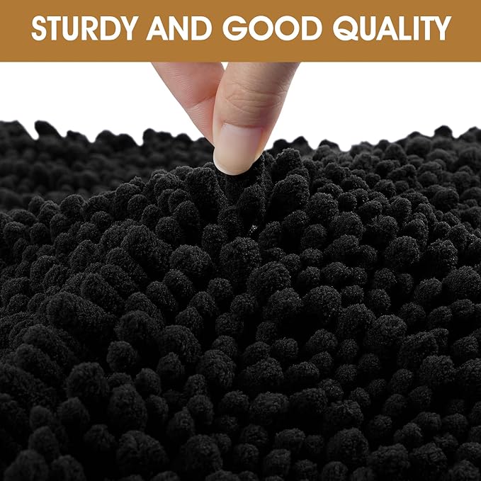 IM HOME 36" x 24" Black Dog Door Mats for Muddy Paws, Chenille Absorbent Dog Mat, Non Slip Heavy Mud Mat for Dogs, Soft Pet Bed Mat for Entryway, Mud Paws, Inside Floor