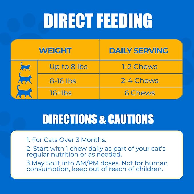 Just Try 300 Bites Allergy & Immune Bites For Cats - with L-Lysine & Quercetin - Skin & Coat Health Eye Health - Soft Bites for Itchy Skin Relief & Cat Allergy- Grain Free Dietary supplements for pets