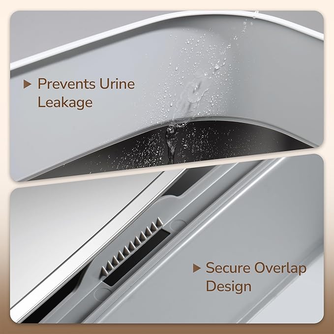 Stainless Steel XL Cat Litter Box with Lid & Door Flap, Extra Large Enclosed Metal Litter Box with High Sides, Light Grey