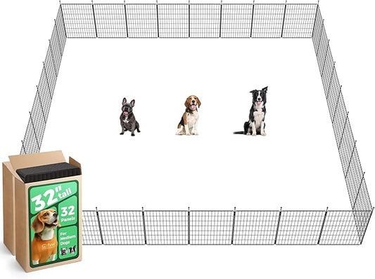 FXW MiniPaws Unleashed Dog Playpen for Yard & RV Camping, Expandable 32-inch 32 Panels for Small and Medium Dogs, Portable for Indoor and Outdoor Use