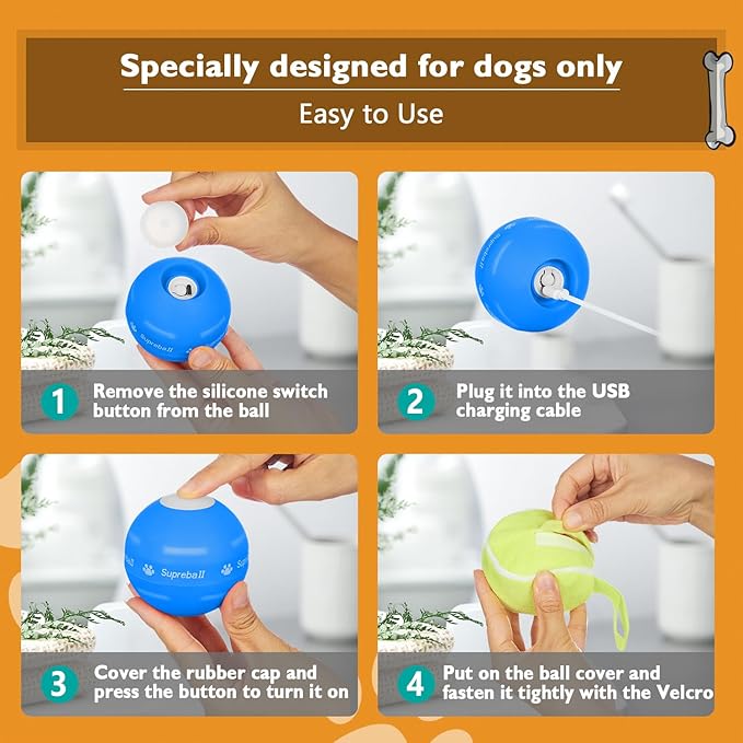 PetDroid Interactive Dog Toys Dog Ball,[2025 Newly Upgraded] Durable Motion Activated Automatic Rolling Ball Toys for/Small/Medium/Large Dogs,USB Rechargeable(Blue)