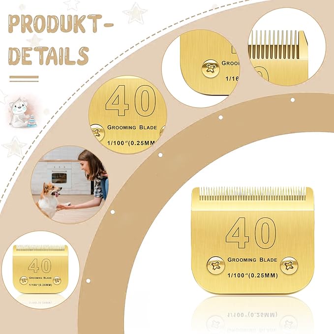 3PCS 30 Blades Compatible with Andis/Oster A5/Wahl KM-10 Series Dog Clippers, Detachable Replacement Grooming Blades (Gold 30#)