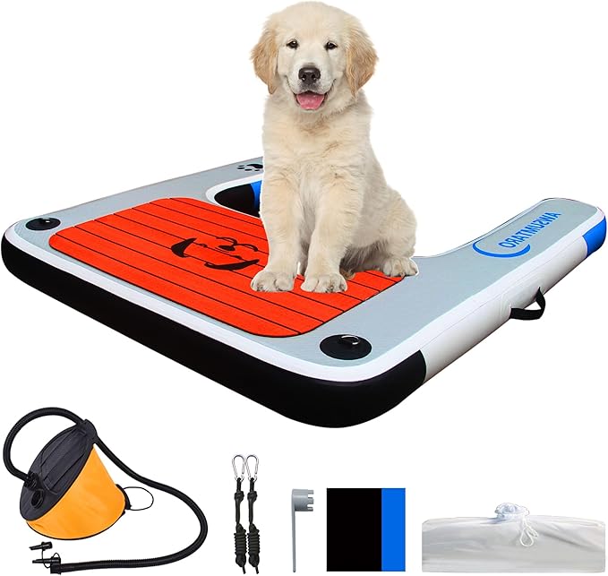 Inflatable Dock, Load-Bearing 200 pounds, Dog pet ramp, Suitable for Swimming Pools, Boat Docks, Lakes, Beach use Water Sports Platform.
