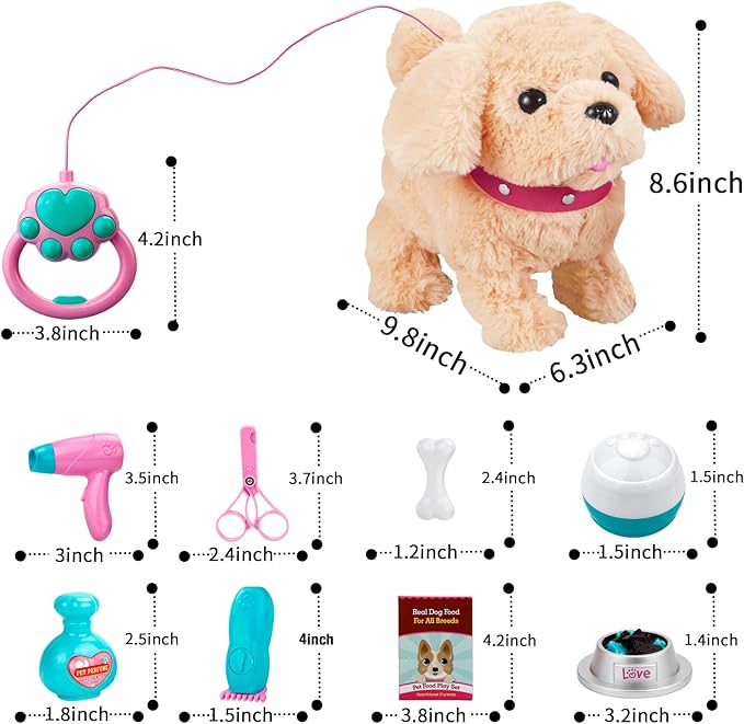 Koonie Talking Plush Golden Retriever Puppy - Repeats What You Say, Barks and Walks - Electronic Interactive Stuffed Dog for Kids