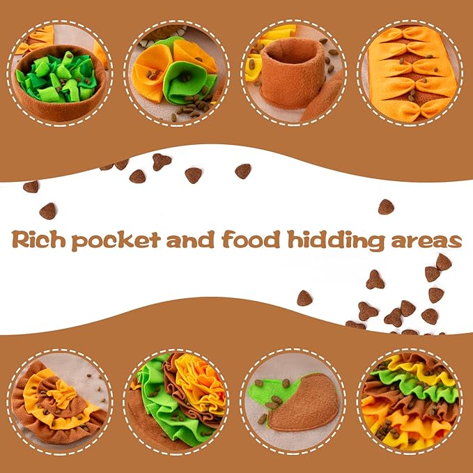 Large Snuffle Mat for Dogs 40'' x 27.5'' Sniff Mat with Hedgehog Puzzle Toy Squeaky Mushrooms Interactive Toys Portable Feeding Mat for Foraging Skills