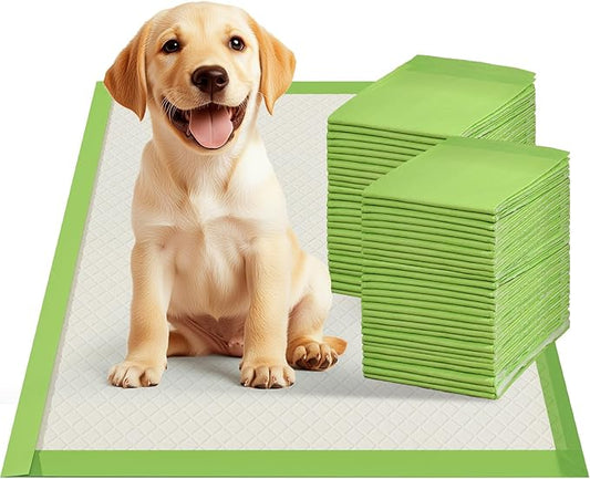 Gardner Pet Dog Pee Pads Rugular 22"x22", Thicker ECO Green Small Disposable Puppy Training Pads Super Absorbent Full Edge-Wrapping Pad for Dogs, Puppies, Doggies, Cats-(50 Count)