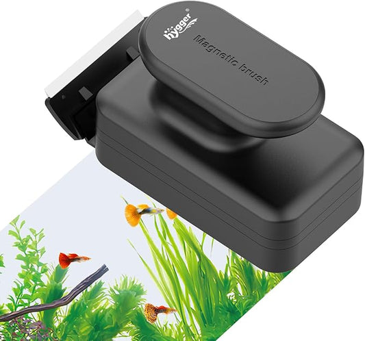 hygger Aquarium Magnetic Glass Clean Tool, Algae Scraper for Fish Tank Cleaning Magnet Floating Design Scrubbing Brush with Two Detachable Blade