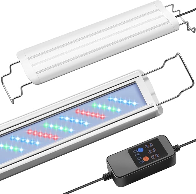 HITOP 32-36in Full Spectrum LED Aquarium Light with Timer, Auto 24/7 Lighting Cycle& 10-Level Brightness Adjustment, Fish Tank Light for Plant Growth, with Extendable Brackets