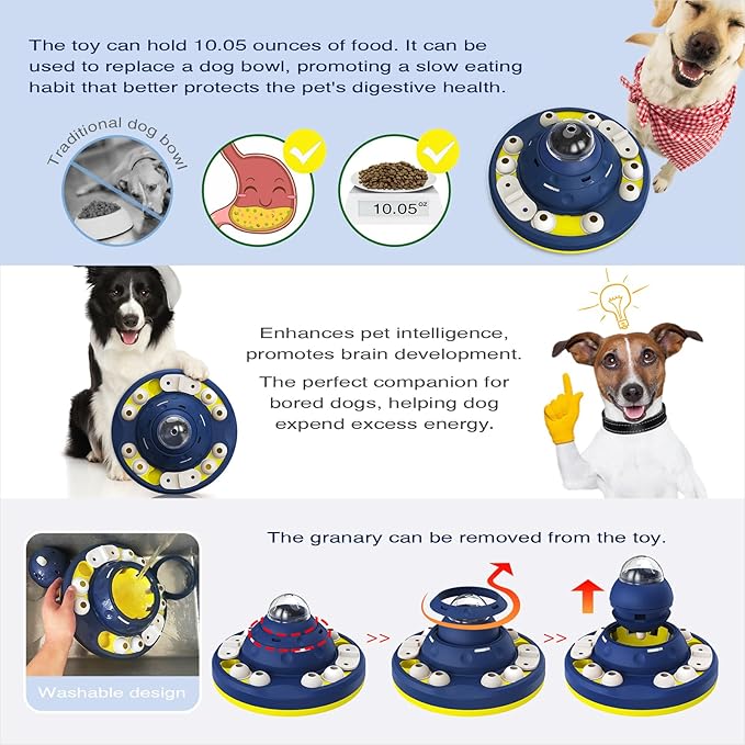 KADTC Level 2 in 1 Advanced Dog Wobble Puzzle Toy For Smart Small/Medium/Large Dogs Brain Mental Stimulation Puppy Cognitive Treat/Food Puzzles Feeder Slow Eating Interactive Mind Game Enrichment Toys